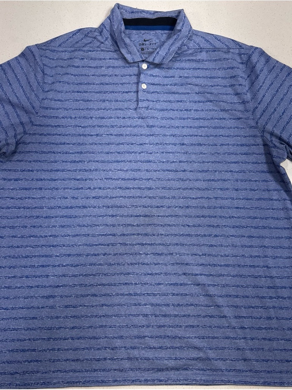 Blue Striped Performance Polo Shirt